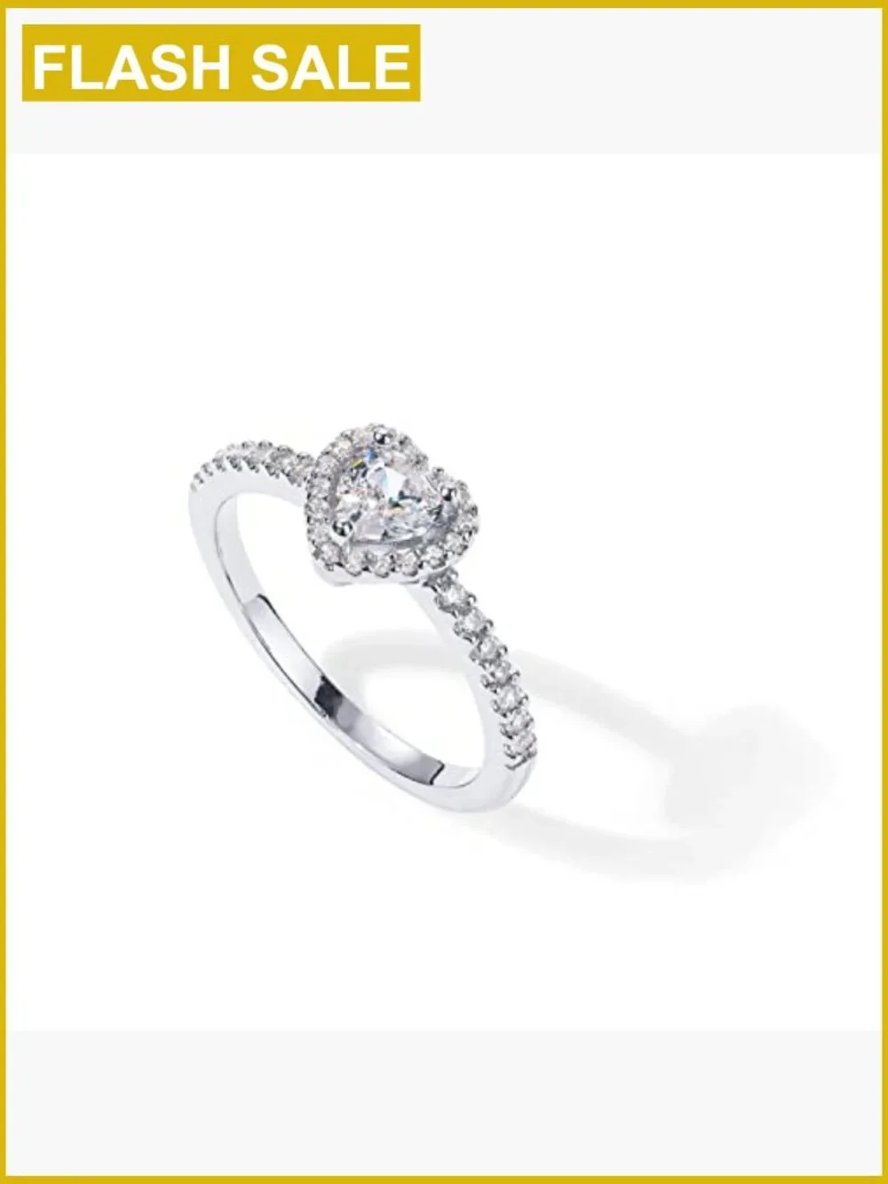 14K Gold Plated Halo Heart Promise Ring with Cubic Zirconia - Size 7